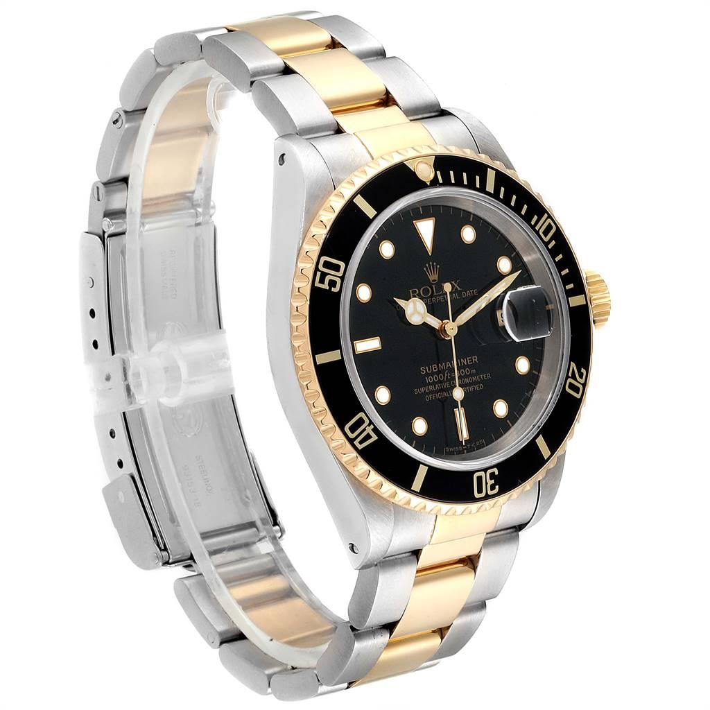 Rolex Submariner Black Dial Bezel Steel Yellow Gold Men's Watch 16613 In Excellent Condition For Sale In Atlanta, GA