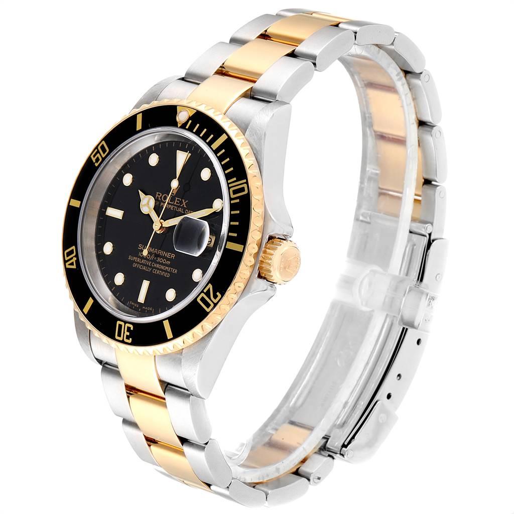 Men's Rolex Submariner Black Dial Bezel Steel Yellow Gold Men’s Watch 16613