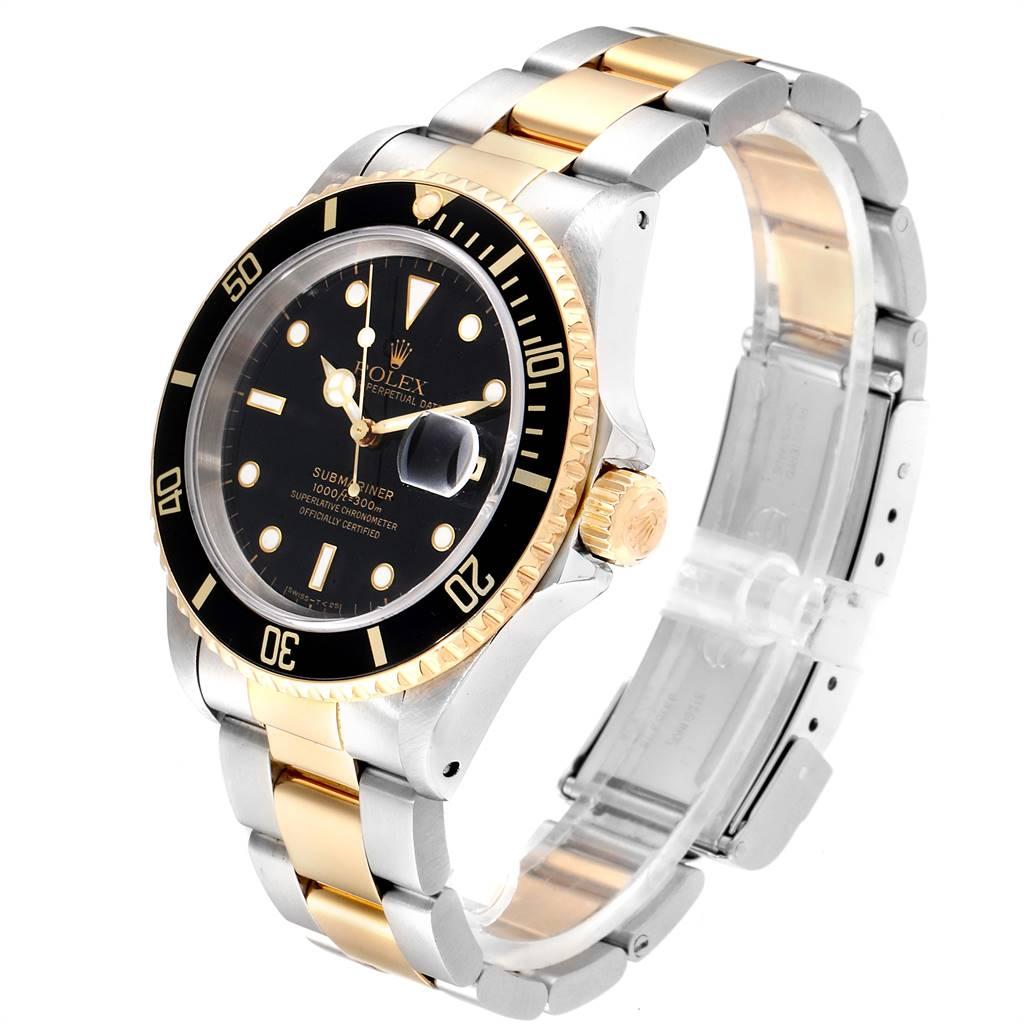 Rolex Submariner Black Dial Bezel Steel Yellow Gold Men's Watch 16613 For Sale 1