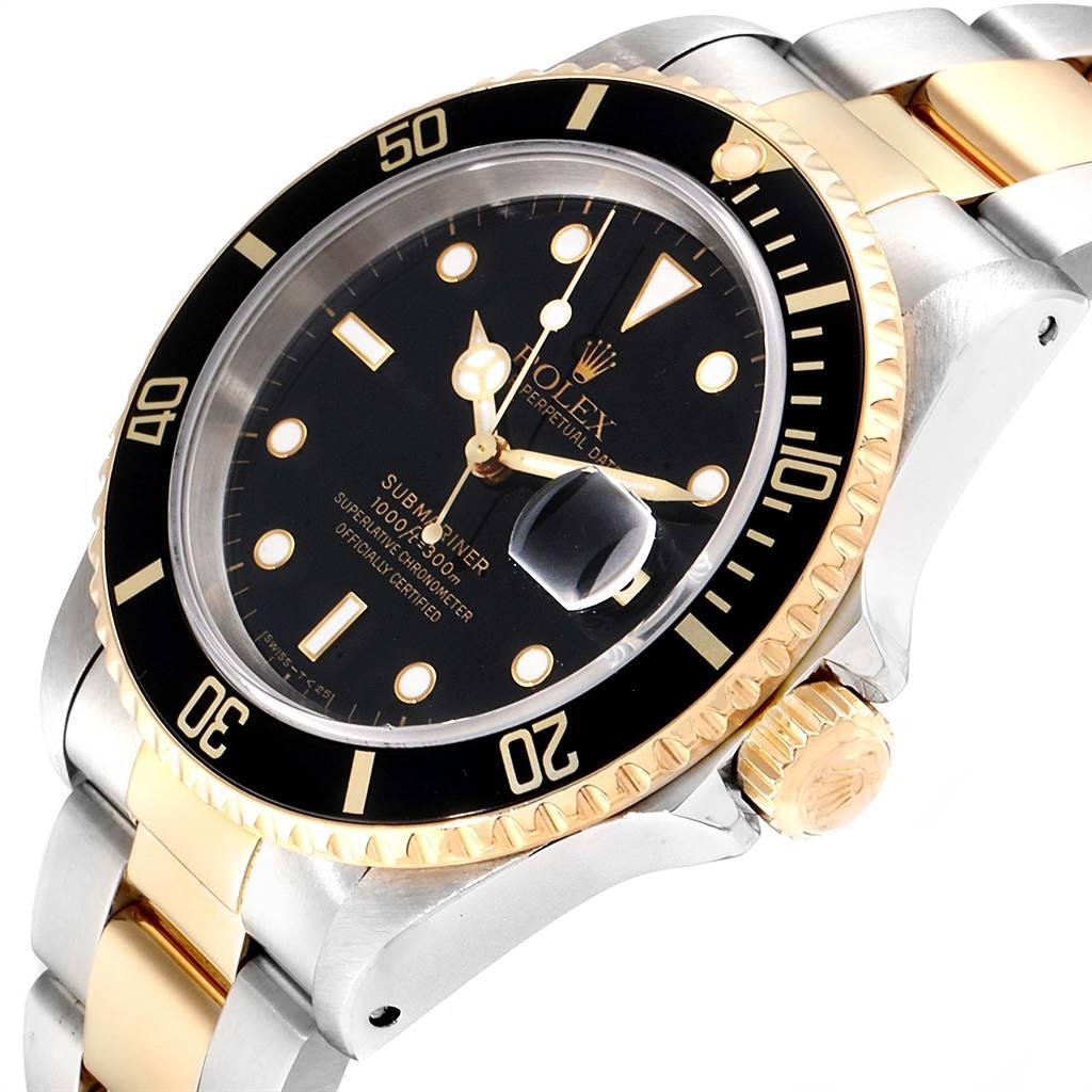 Rolex Submariner Black Dial Bezel Steel Yellow Gold Men's Watch 16613 For Sale 2