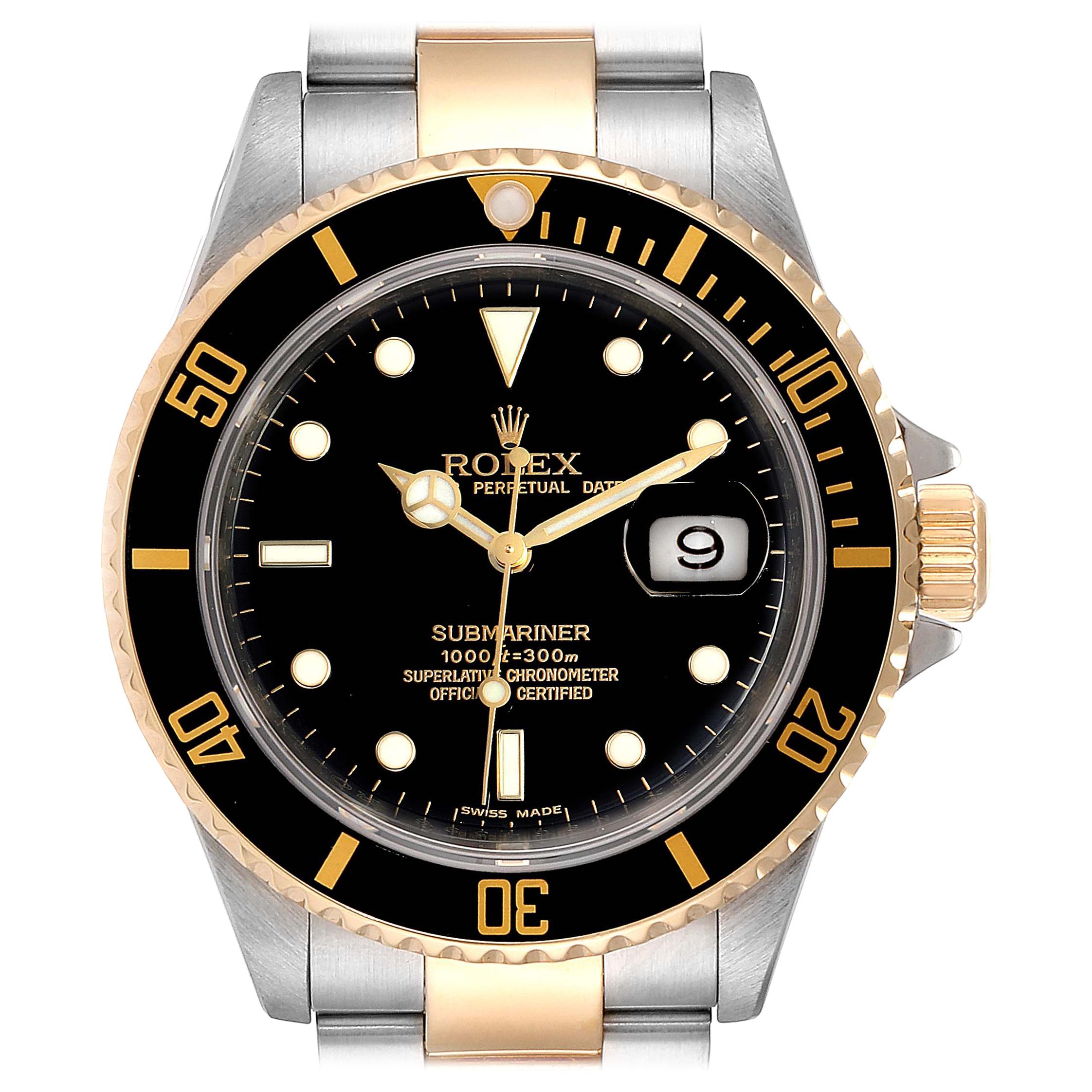 Rolex Submariner Black Dial Bezel Steel Yellow Gold Men’s Watch 16613