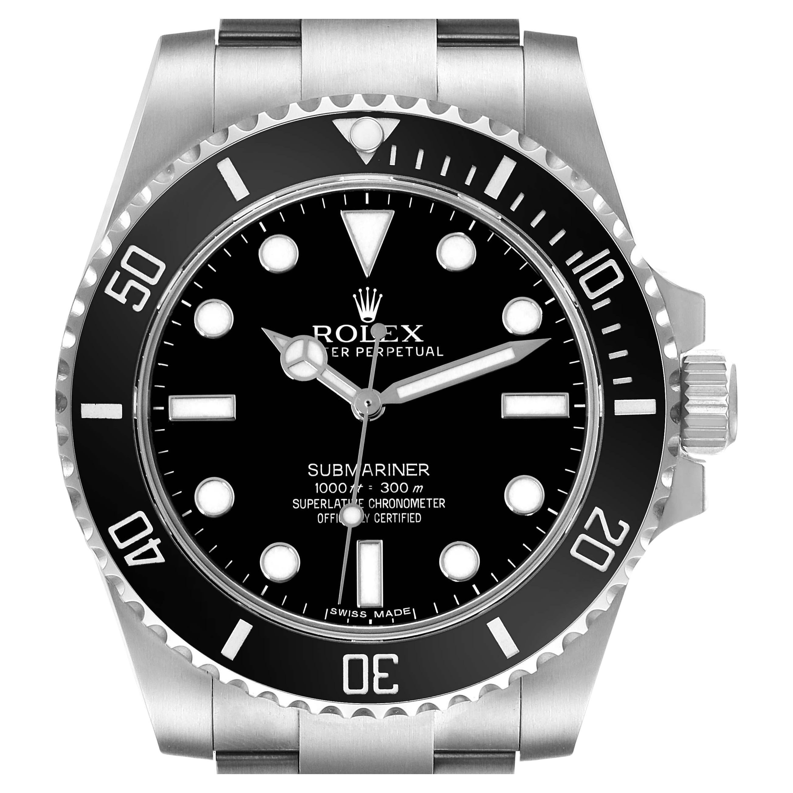 Rolex Submariner Black Dial Ceramic Bezel Steel Mens Watch 114060 Box Card