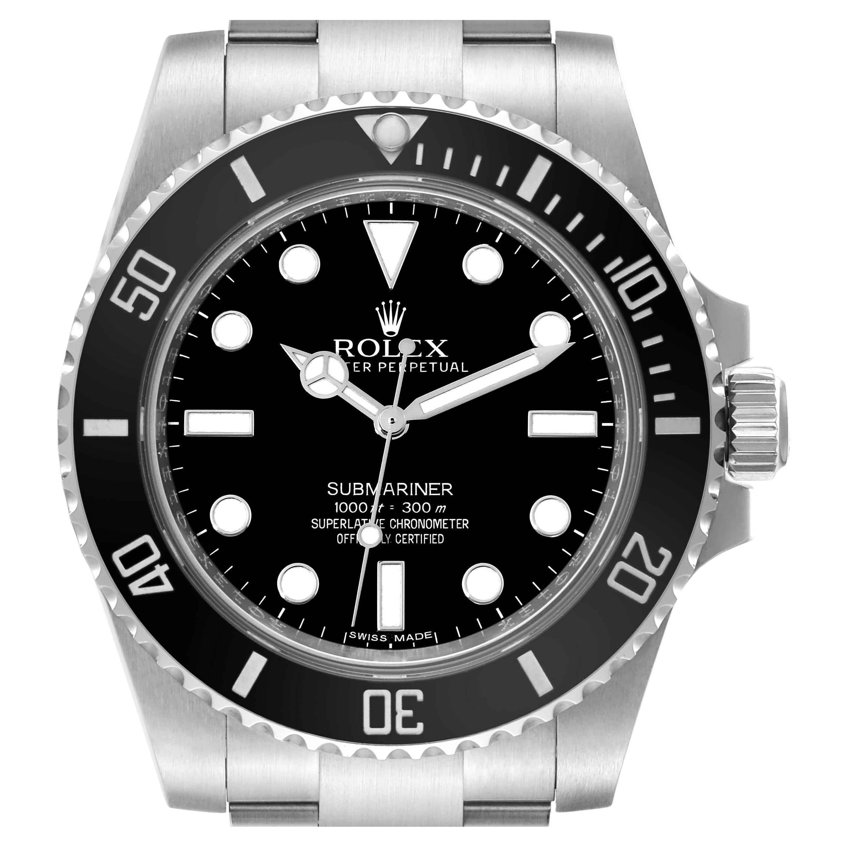 Rolex Submariner Black Dial Ceramic Bezel Steel Mens Watch 114060 Box Card For Sale