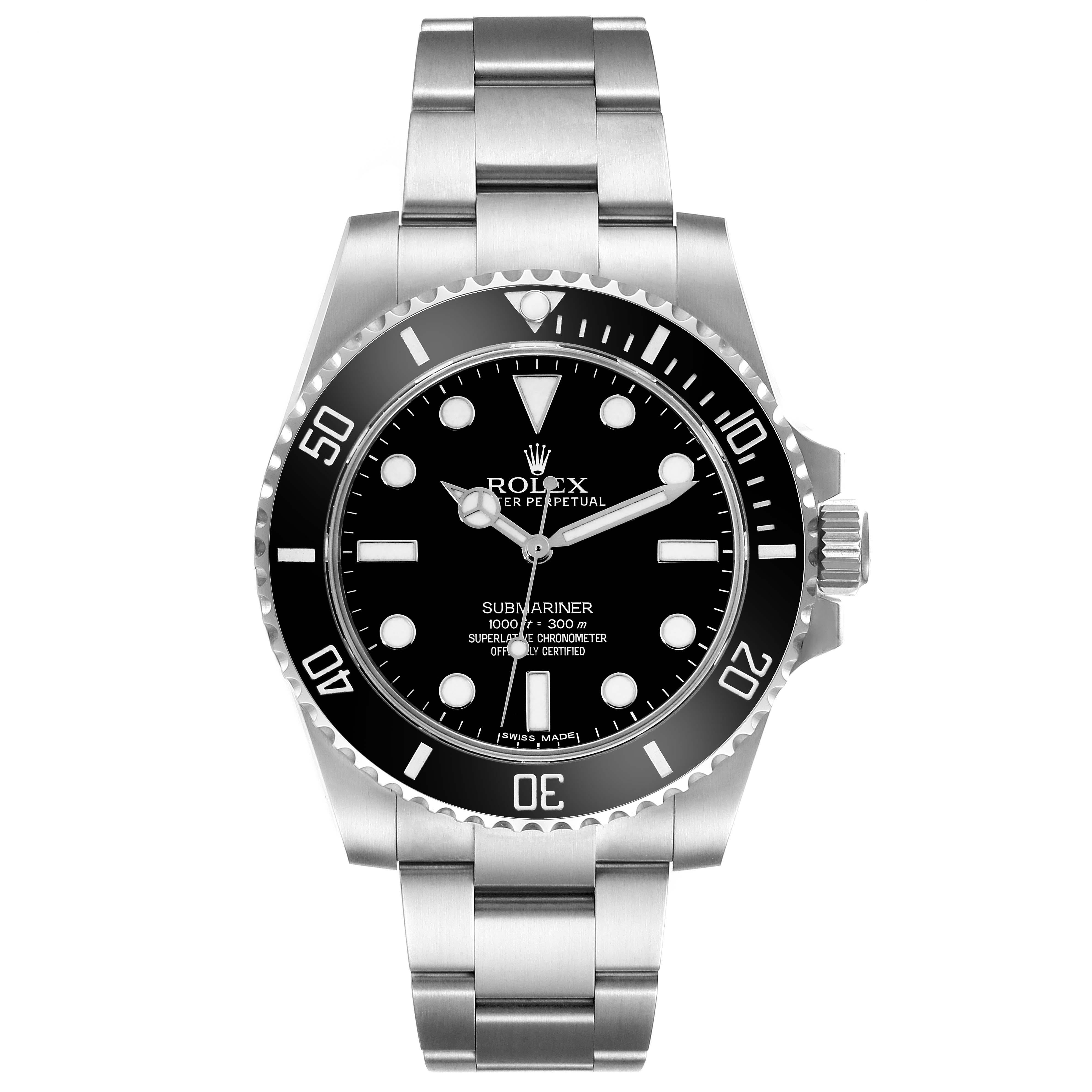 Men's Rolex Submariner Black Dial Ceramic Bezel Steel Mens Watch 114060