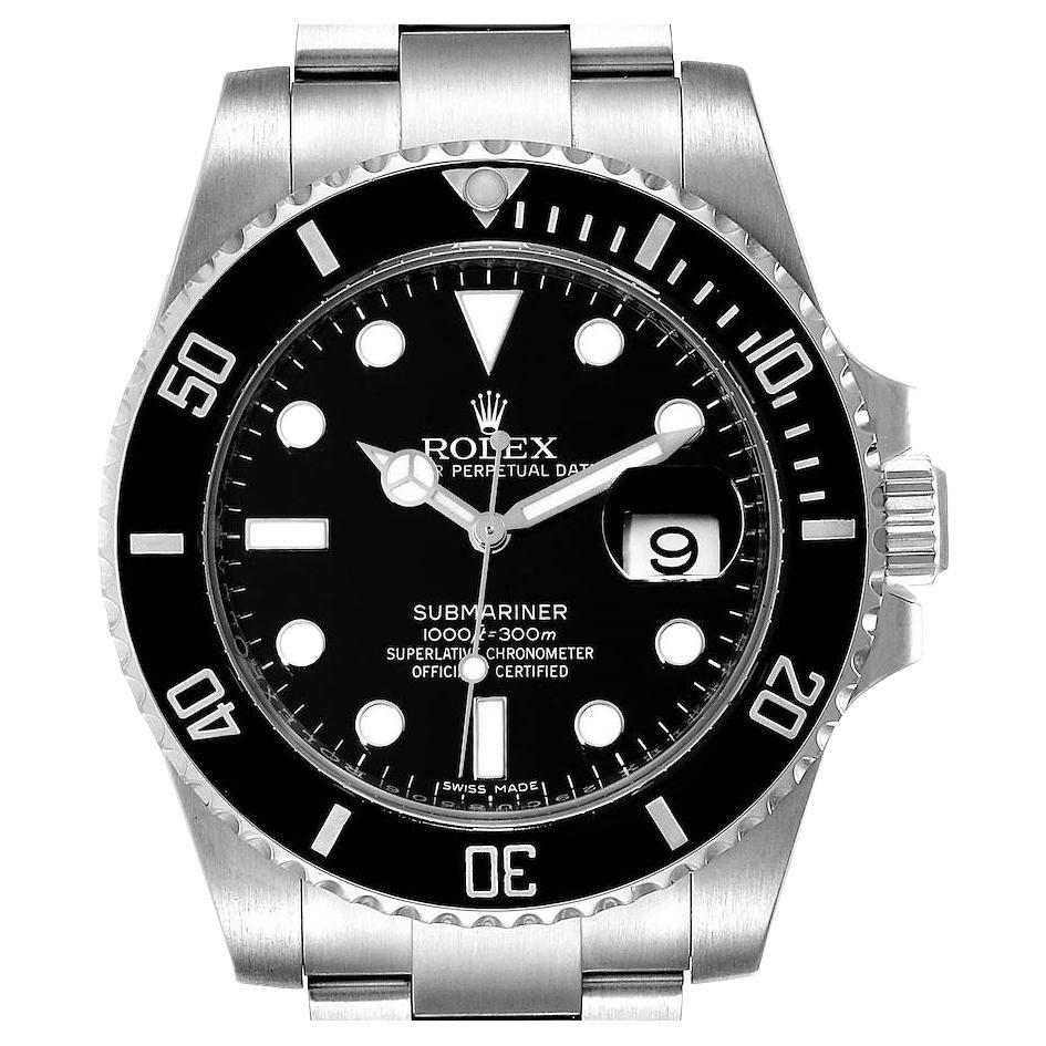 Rolex Submariner Black Dial Ceramic Bezel Steel Mens Watch 116610 For Sale