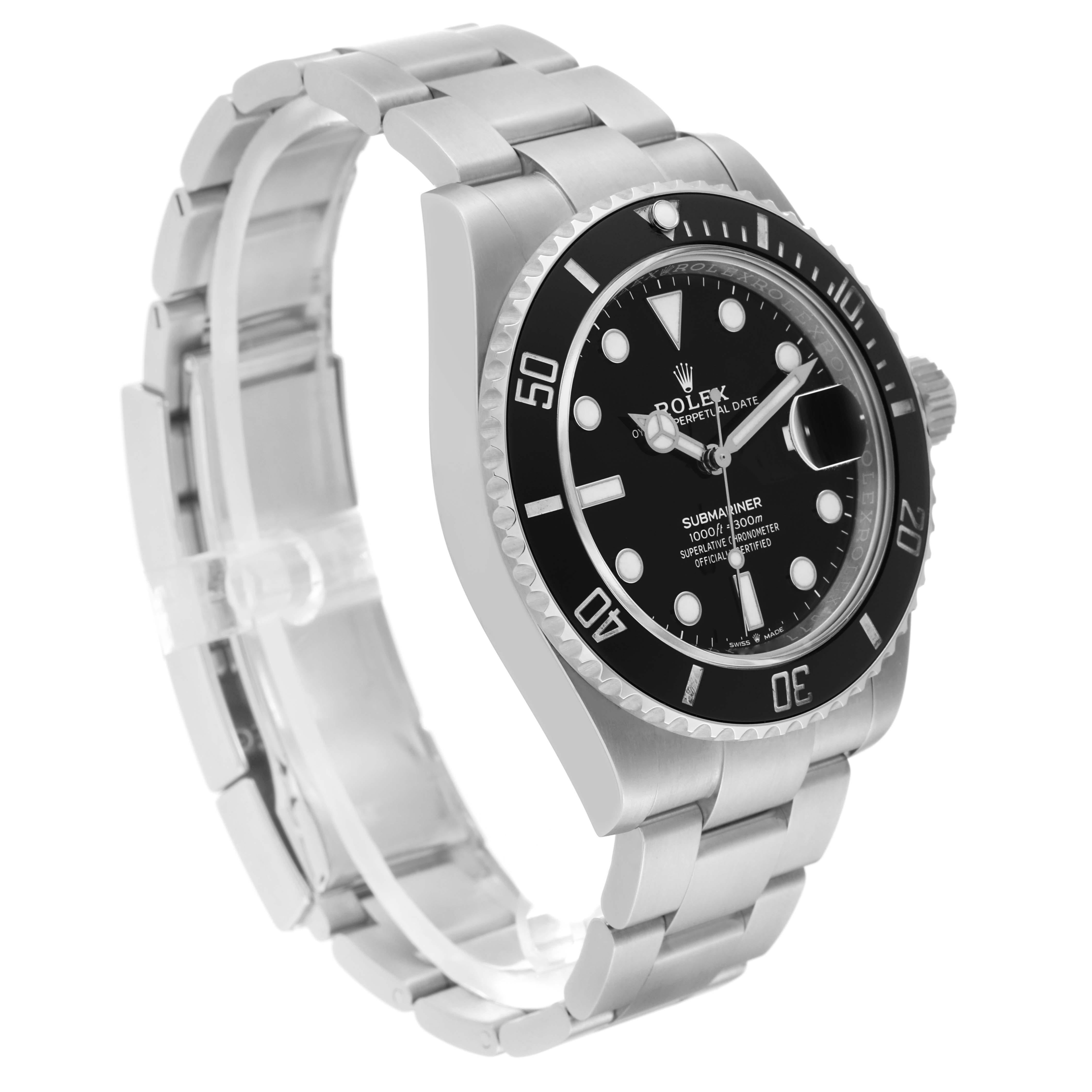 Men's Rolex Submariner Black Dial Ceramic Bezel Steel Mens Watch 126610 Box Card For Sale