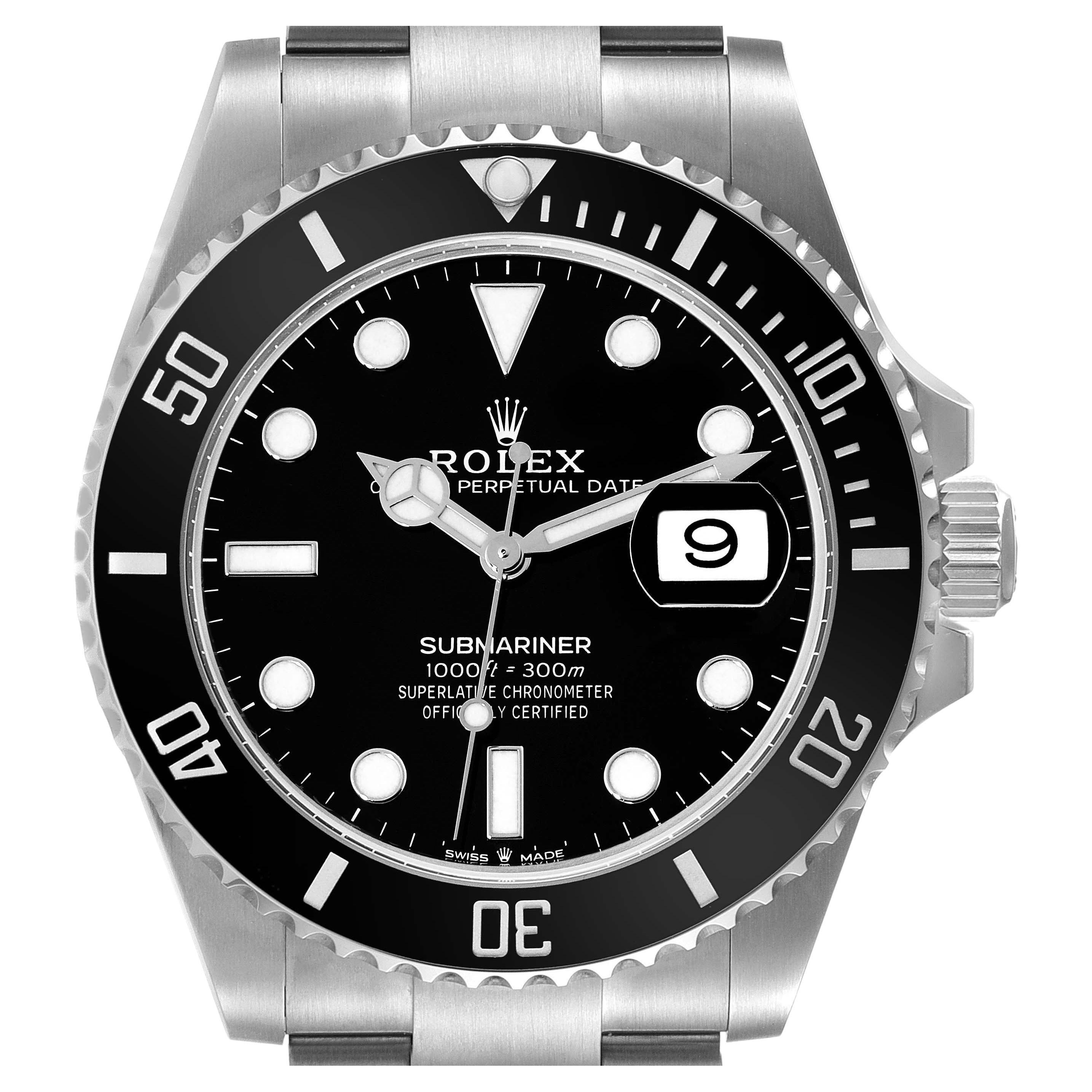 Rolex Submariner Black Dial Ceramic Bezel Steel Mens Watch 126610 Box Card