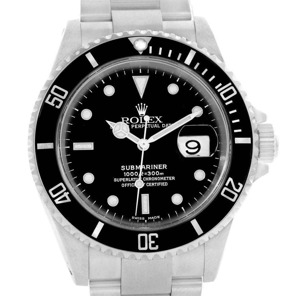 Rolex Submariner Black Dial Men's Watch 16610 Box Papers