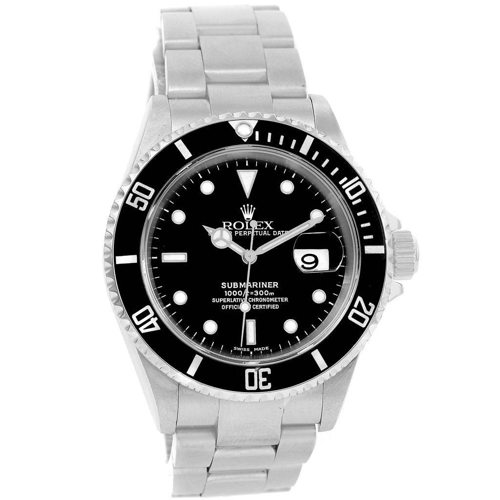 Rolex Submariner Black Dial Oyster Bracelet Men's Watch 16610 Box In Excellent Condition For Sale In Atlanta, GA
