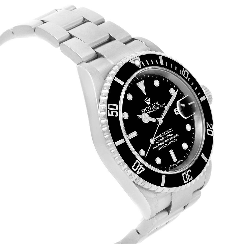 Rolex Submariner Black Dial Oyster Bracelet Men's Watch 16610 Box For Sale 2
