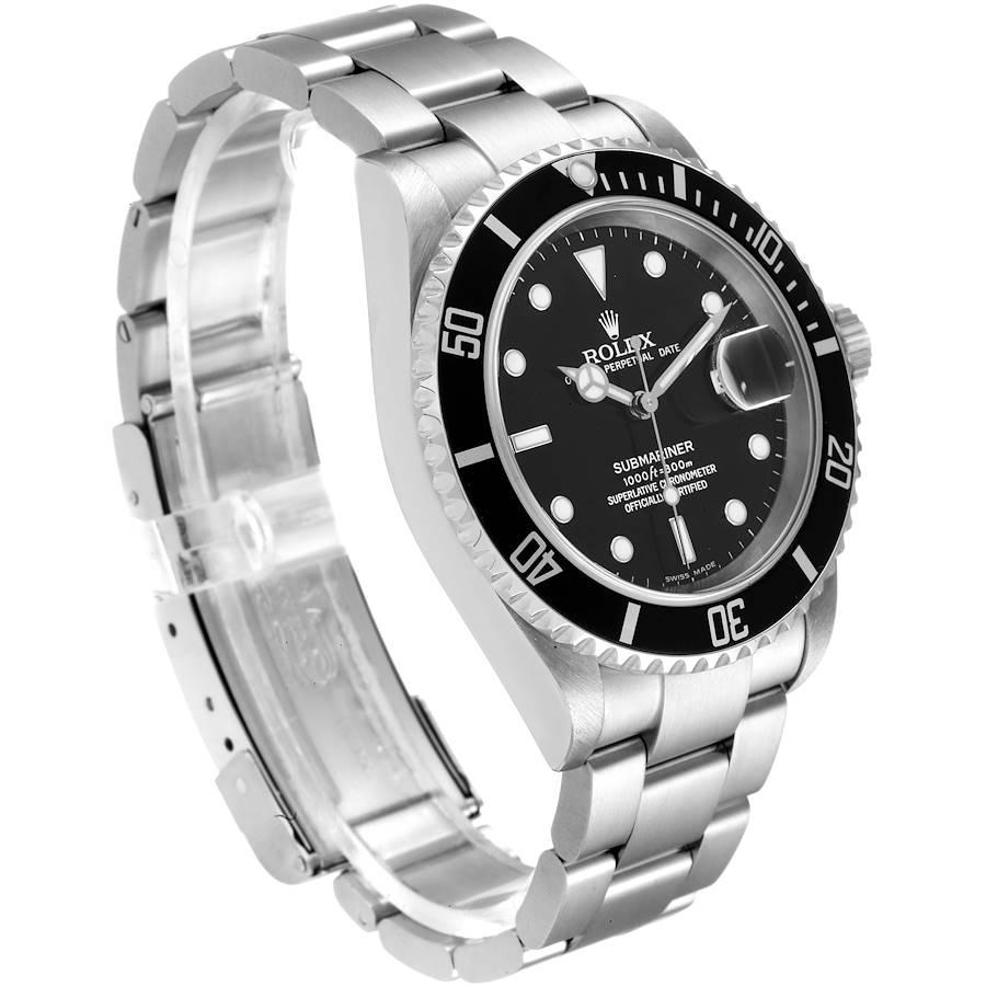 Rolex Submariner Black Dial Stainless Steel Mens Watch 16610 Box Card In Excellent Condition In Atlanta, GA