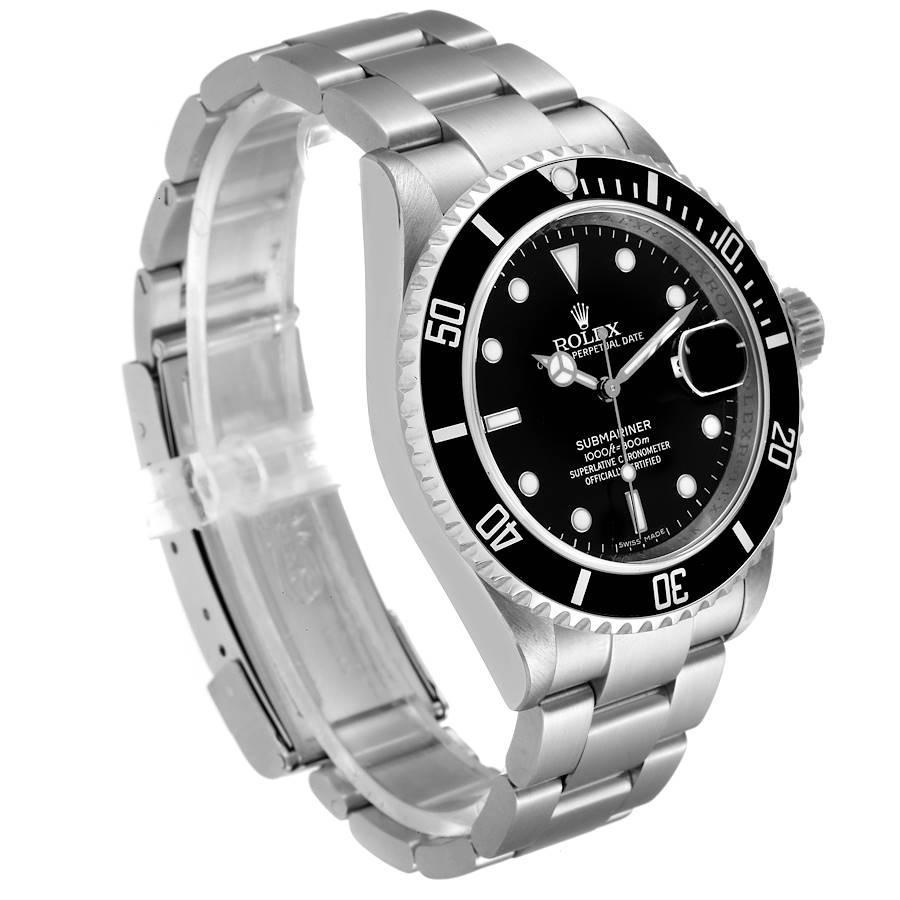 Rolex Submariner Black Dial Stainless Steel Mens Watch 16610 Box Card In Excellent Condition For Sale In Atlanta, GA