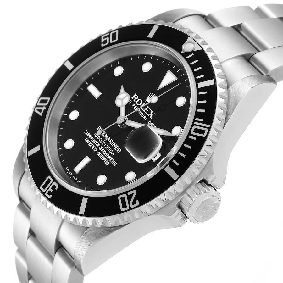 Rolex Submariner Black Dial Stainless Steel Mens Watch 16610 Box Card 1