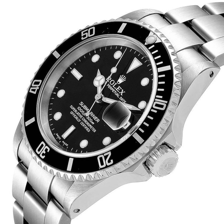 Rolex Submariner Black Dial Stainless Steel Men's Watch 16610 Box For ...