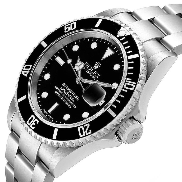 Rolex Submariner Black Dial Stainless Steel Men's Watch 16610 Box For ...