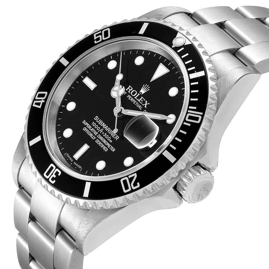 Rolex Submariner Black Dial Stainless Steel Men's Watch 16610 Box For Sale 2
