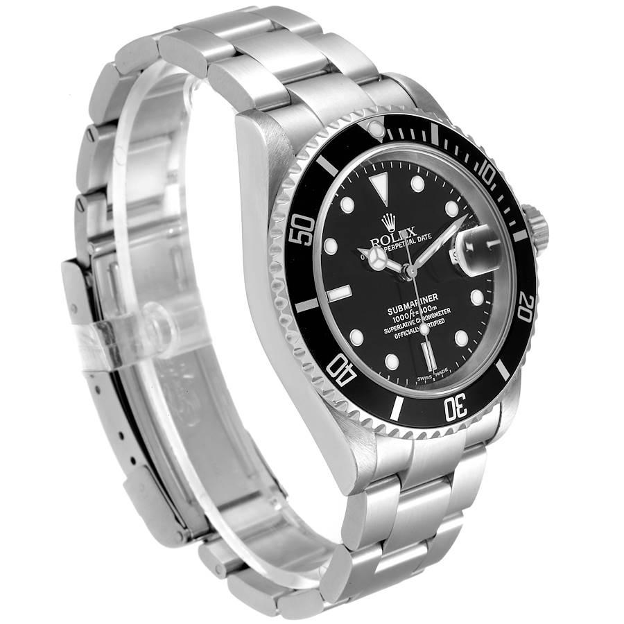 Rolex Submariner Black Dial Stainless Steel Mens Watch 16610 Box Papers In Excellent Condition For Sale In Atlanta, GA