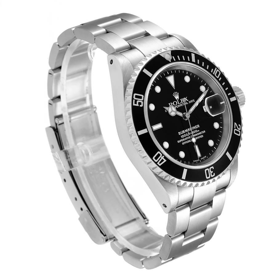 Rolex Submariner Black Dial Stainless Steel Mens Watch 16610 Box Papers In Excellent Condition In Atlanta, GA