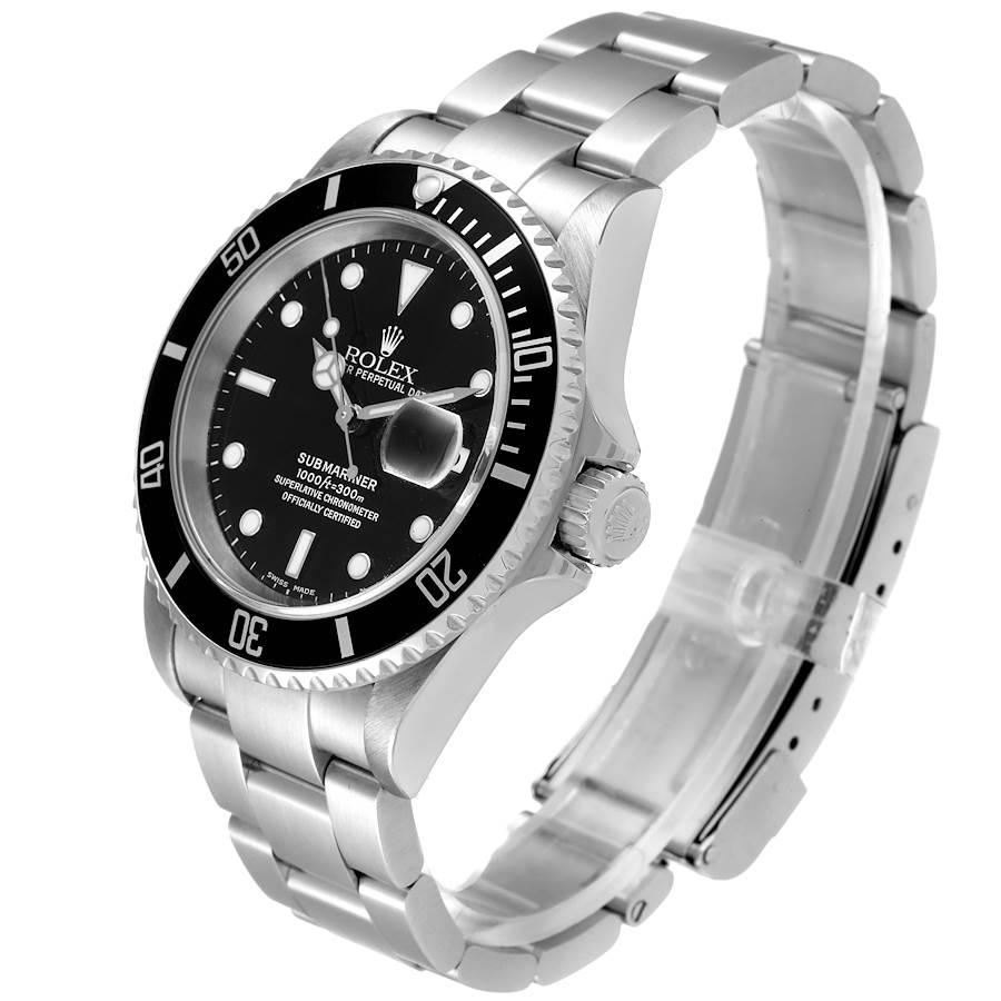 Men's Rolex Submariner Black Dial Stainless Steel Mens Watch 16610 Box Papers For Sale