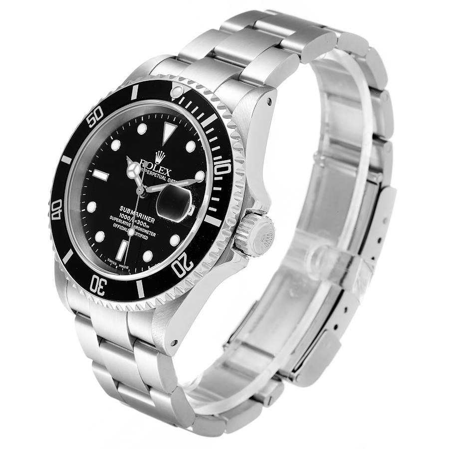 Men's Rolex Submariner Black Dial Stainless Steel Mens Watch 16610 Box Papers