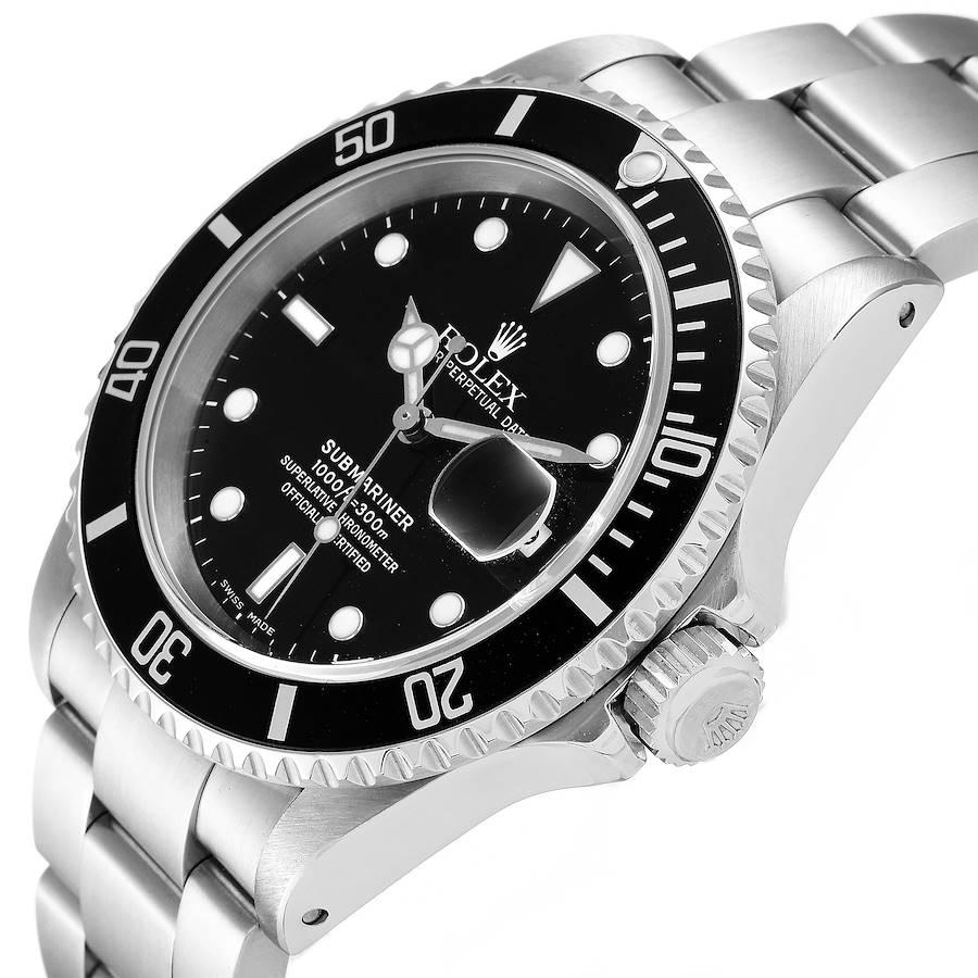 Rolex Submariner Black Dial Stainless Steel Mens Watch 16610 Box Papers 1