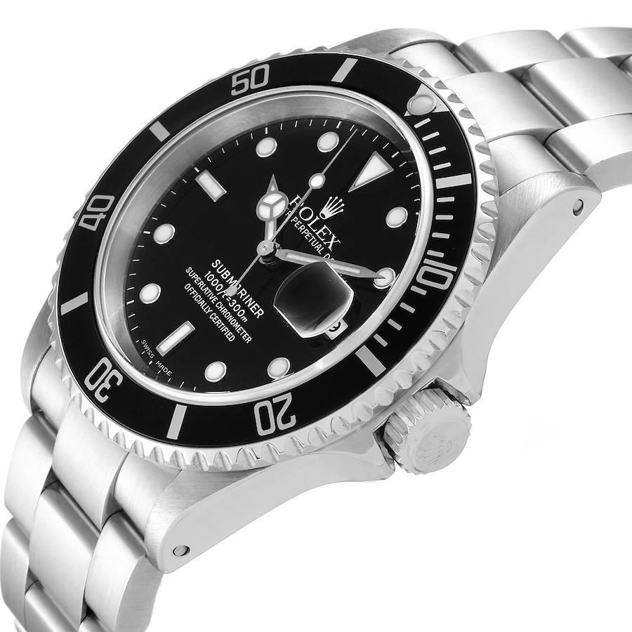 Rolex Submariner Black Dial Stainless Steel Mens Watch 16610 Box Papers For Sale 1