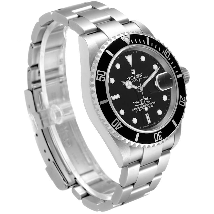 Rolex Submariner Black Dial Stainless Steel Mens Watch 16610 In Excellent Condition For Sale In Atlanta, GA