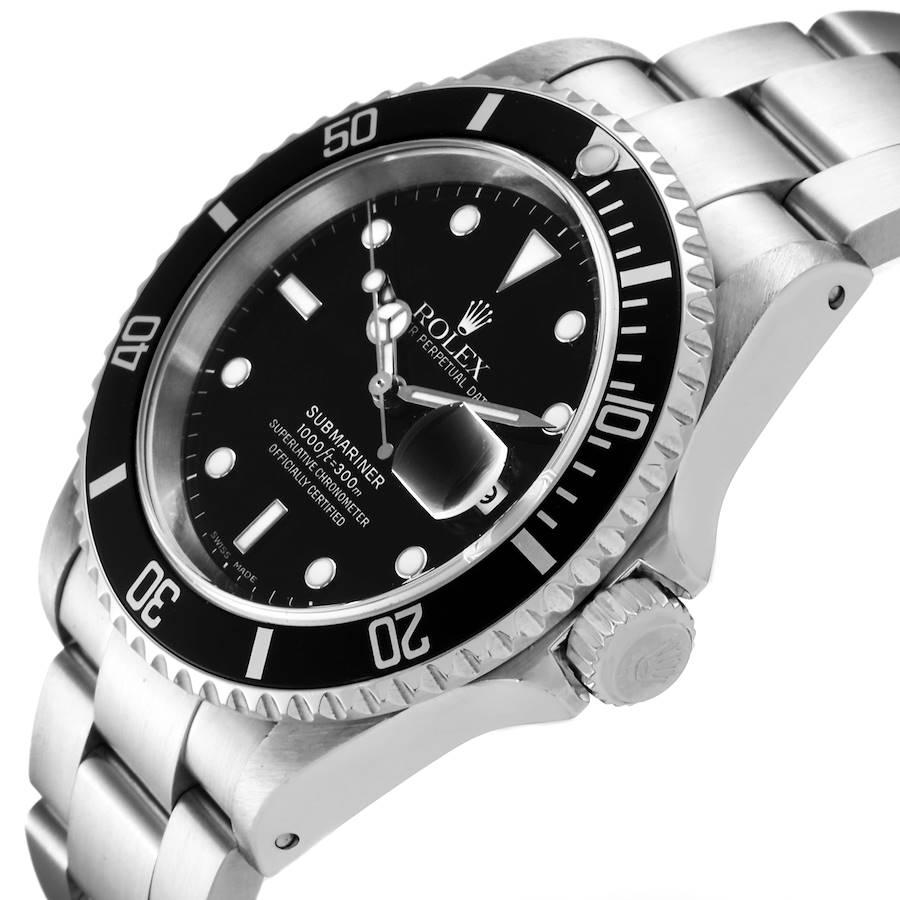 Rolex Submariner Black Dial Stainless Steel Mens Watch 16610 In Excellent Condition For Sale In Atlanta, GA