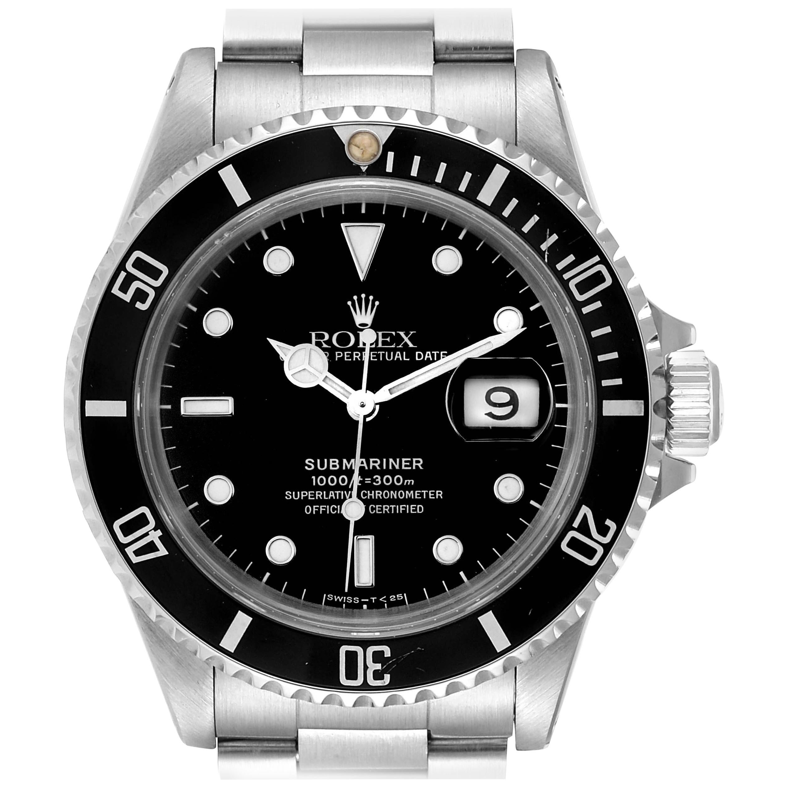 Rolex Submariner Black Dial Stainless Steel Men's Watch 16610 For Sale