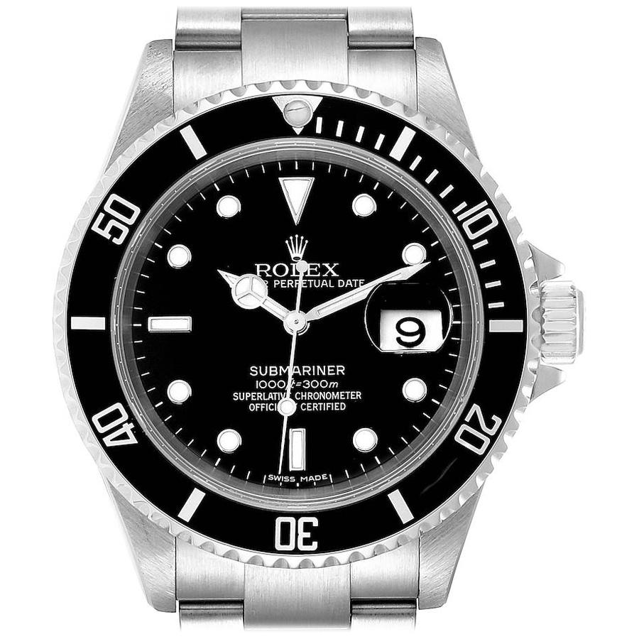 Rolex Submariner Black Dial Stainless Steel Men's Watch 16610