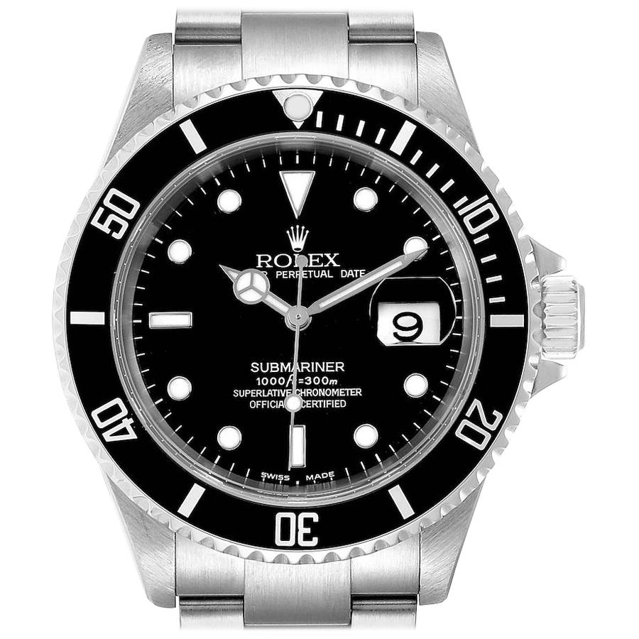 Rolex Submariner Black Dial Stainless Steel Men's Watch 16610