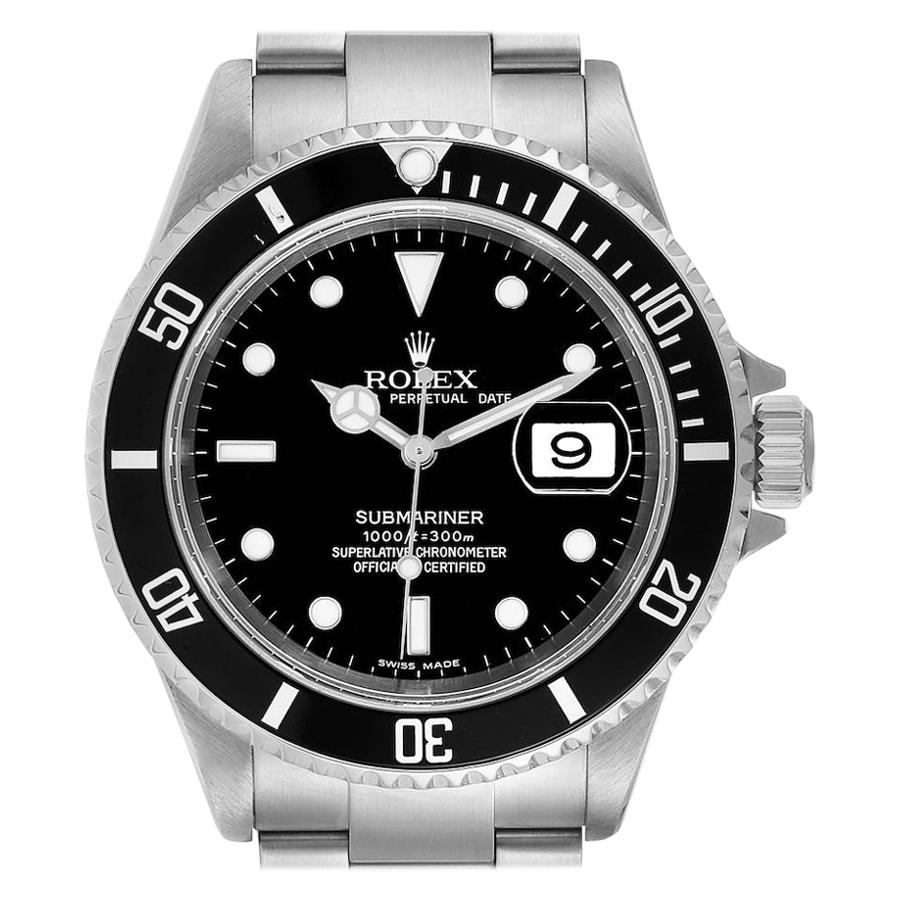 Rolex Submariner Black Dial Stainless Steel Men's Watch 16610