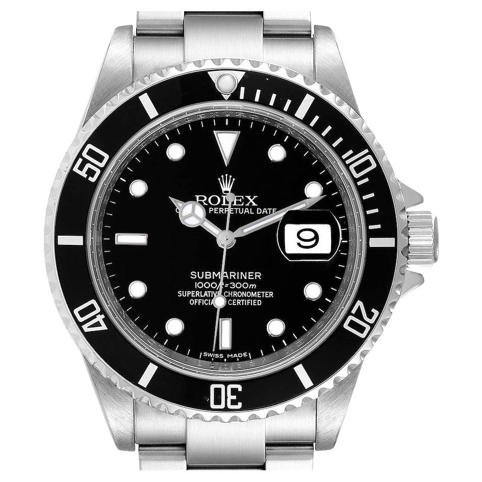Rolex Submariner Black Dial Stainless Steel Mens Watch 16610 For Sale