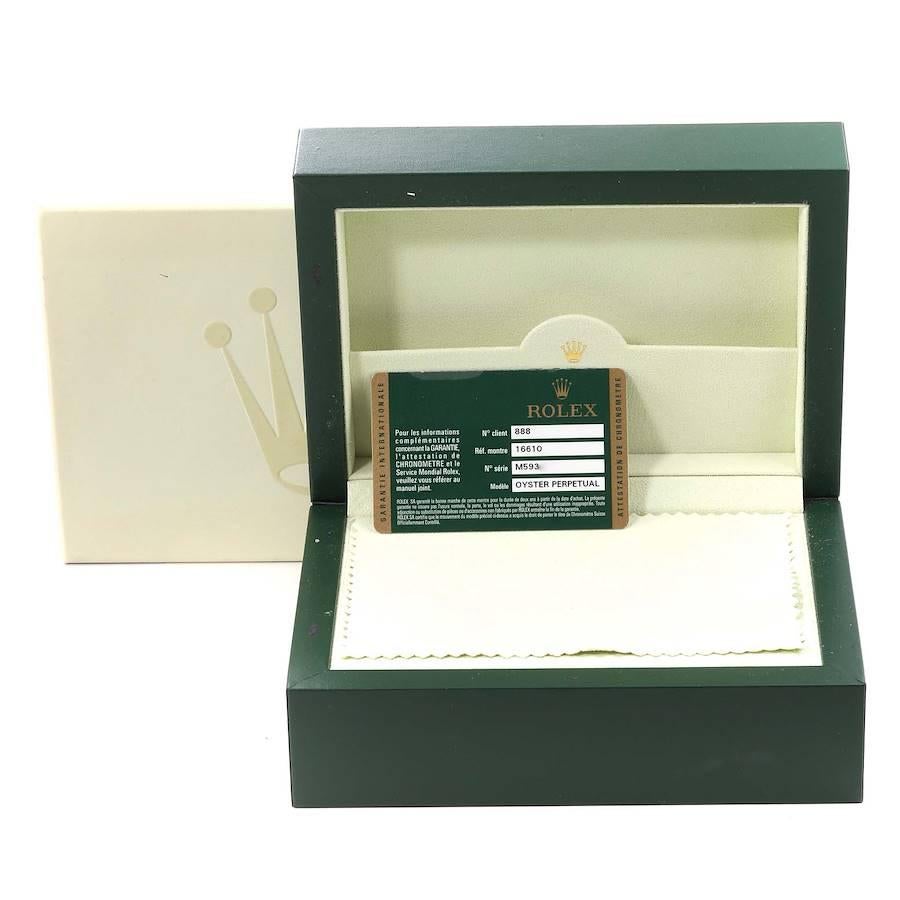 Rolex Submariner Black Dial Steel Mens Watch 16610 Box Card For Sale 7