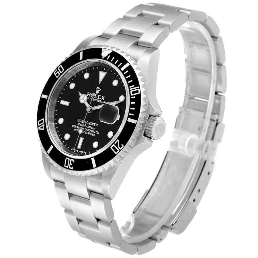 Rolex Submariner Black Dial Steel Mens Watch 16610 Box Card In Excellent Condition For Sale In Atlanta, GA
