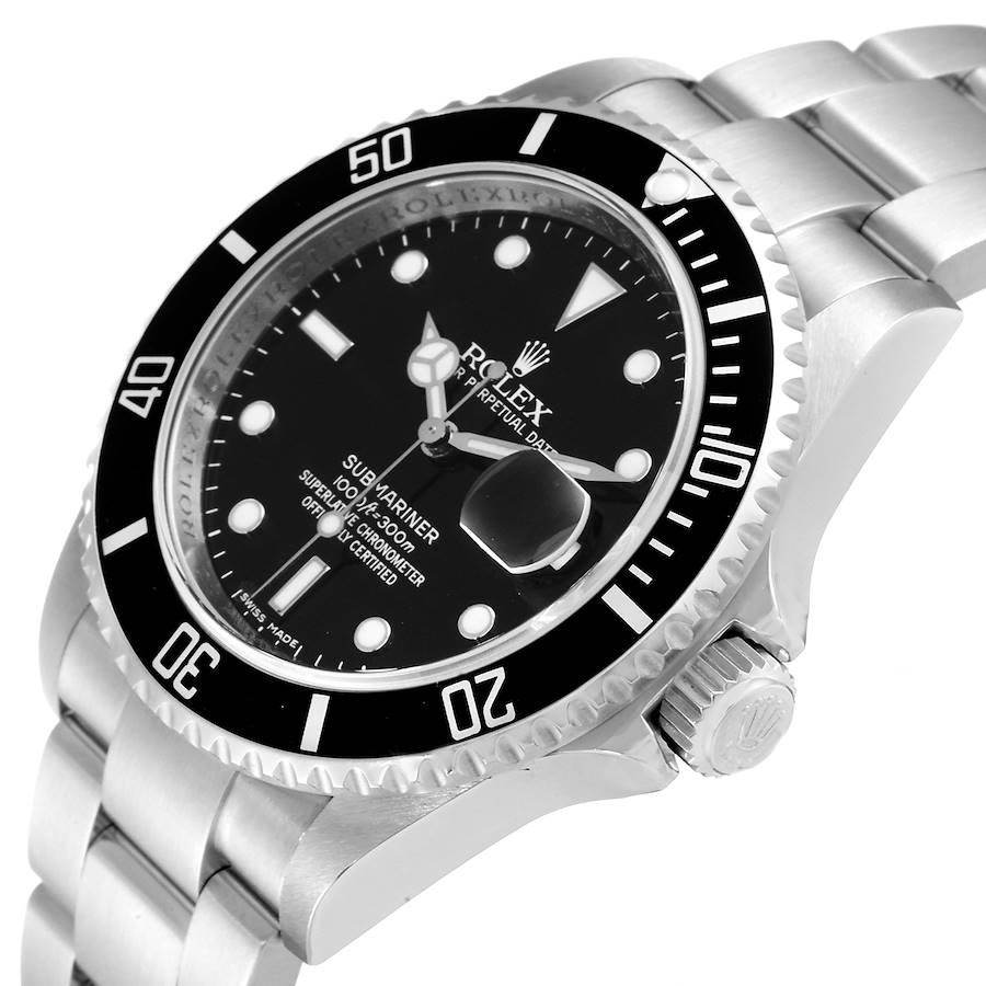 Men's Rolex Submariner Black Dial Steel Mens Watch 16610 Box Card For Sale