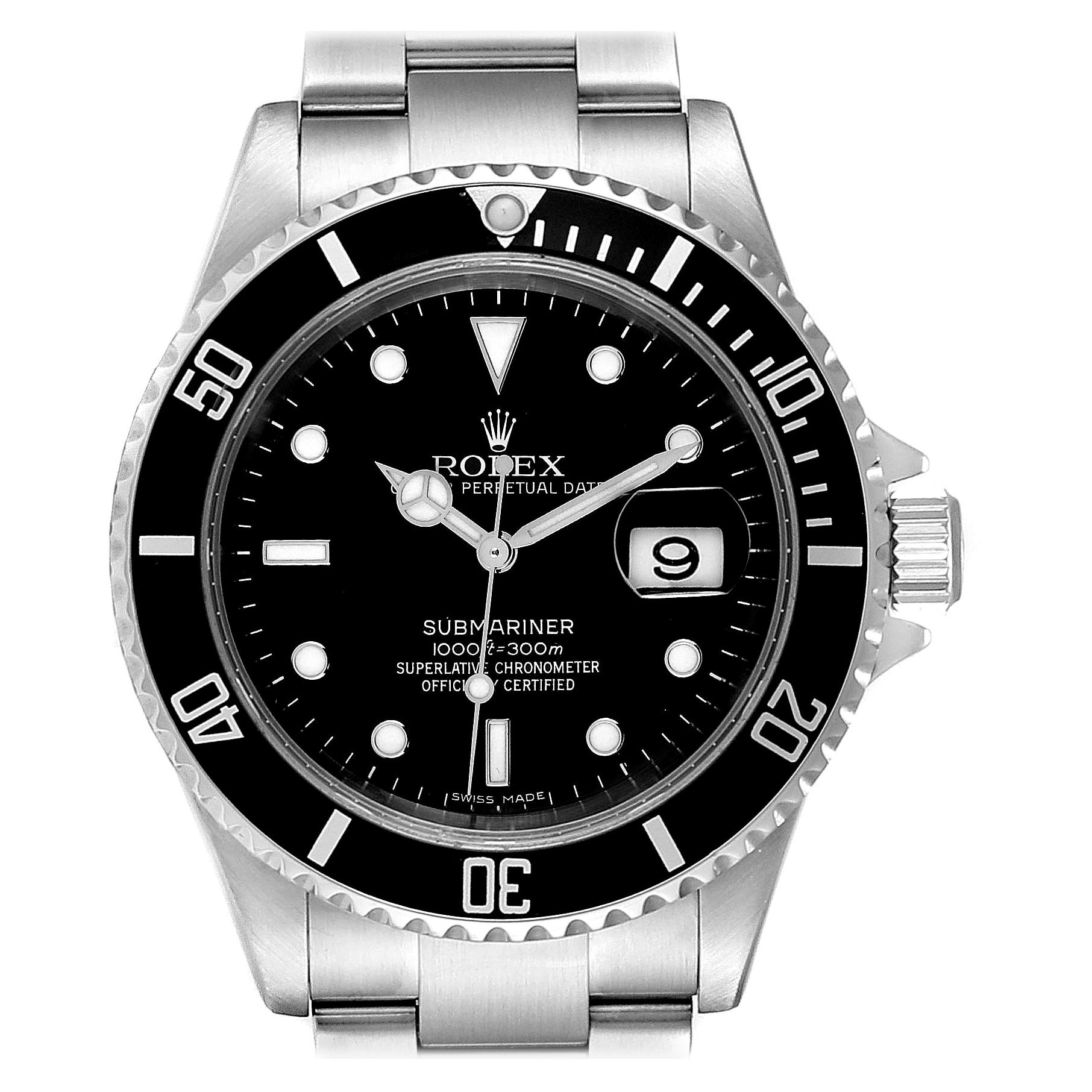 Rolex Submariner Black Dial Steel Men's Watch 16610 Box For Sale