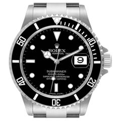 Rolex Submariner Black Dial Steel Mens Watch 16610 Box