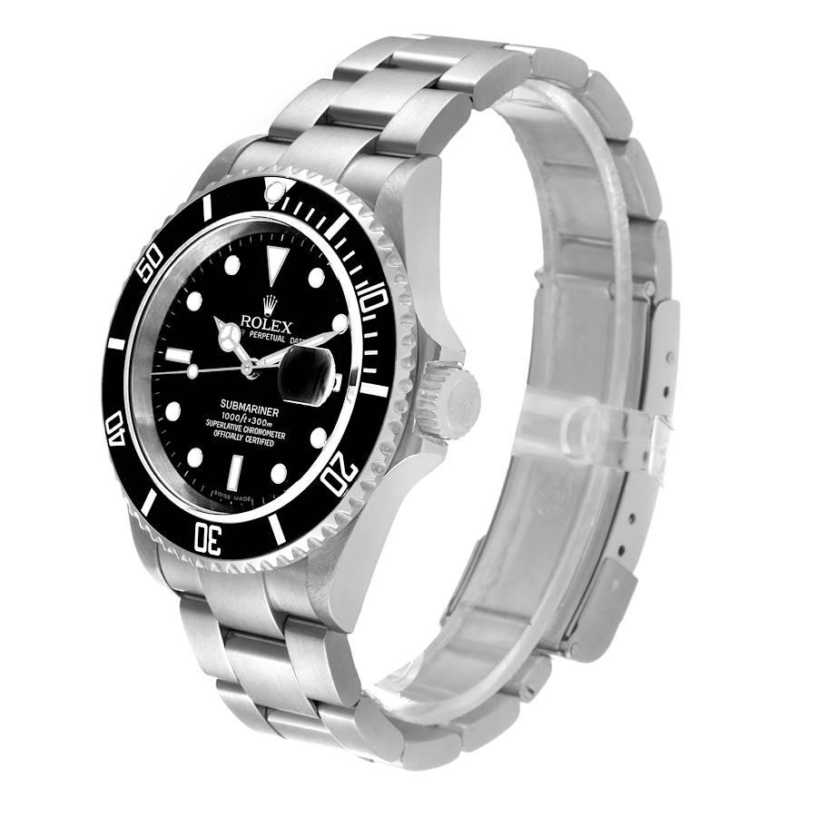 Rolex Submariner Black Dial Steel Mens Watch 16610 Box Papers In Excellent Condition In Atlanta, GA
