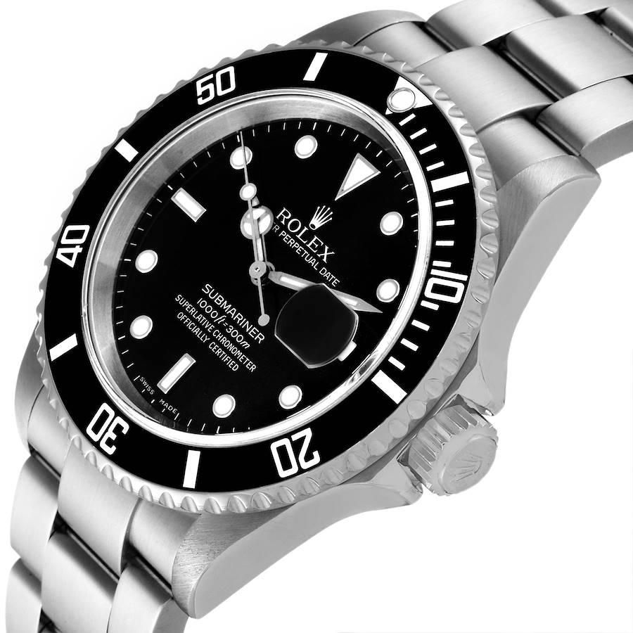 Rolex Submariner Black Dial Steel Mens Watch 16610 Box Papers In Excellent Condition For Sale In Atlanta, GA