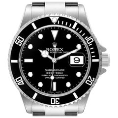 Rolex Submariner Black Dial Steel Mens Watch 16610 Box Papers