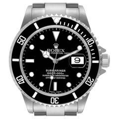 Rolex Submariner Black Dial Steel Mens Watch 16610 Box Papers