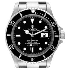 Rolex Submariner Black Dial Steel Mens Watch 16610 Box Papers