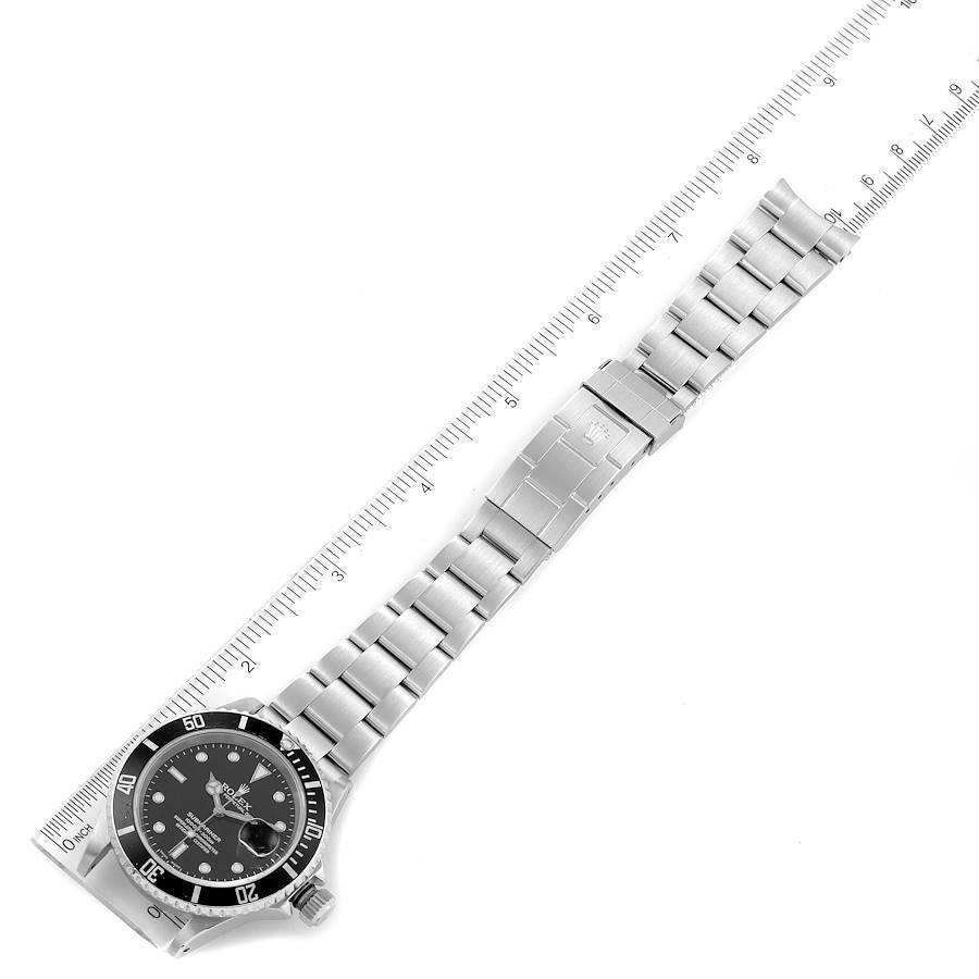 Rolex Submariner Black Dial Steel Mens Watch 16610 Box Service Card 6