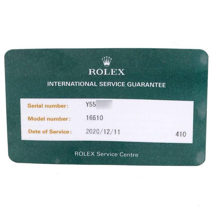 Rolex Submariner Black Dial Steel Mens Watch 16610 Box Service Card 7