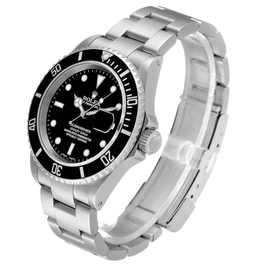Men's Rolex Submariner Black Dial Steel Mens Watch 16610 Box Service Card