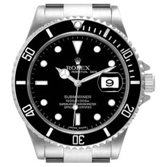 Rolex Submariner Black Dial Steel Mens Watch 16610 Box Service Card