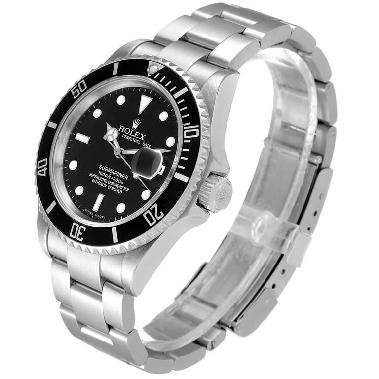 Men's Rolex Submariner Black Dial Steel Mens Watch 16610