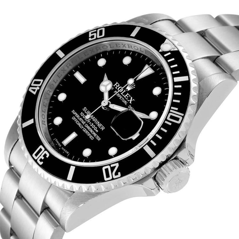 Rolex Submariner Black Dial Steel Mens Watch 16610 For Sale at 1stDibs