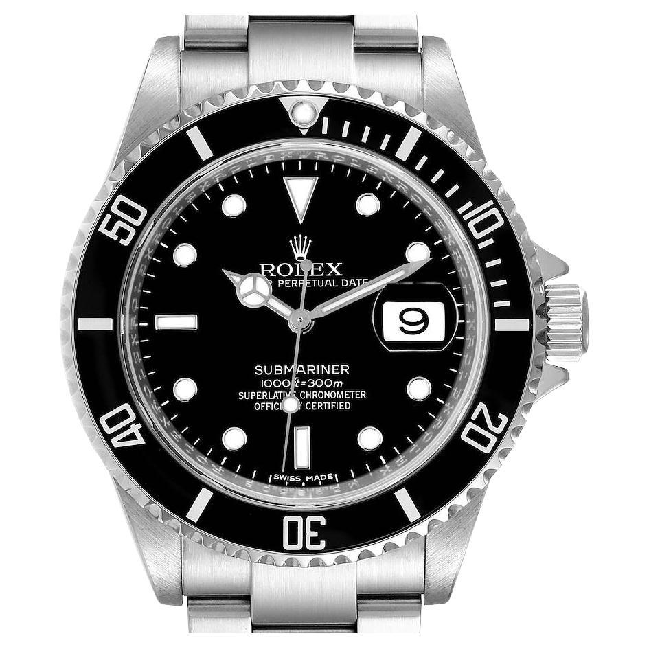 Rolex Submariner Black Dial Steel Mens Watch 16610 For Sale